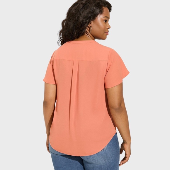TORRID Harper Georgette Pullover Flutter Sleeve Blouse - Apricot - Picture 2 of 14